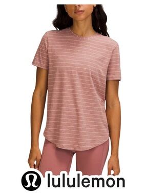 Lululemon | Love Tee Short Sleeve Scoop Neck Spiced Chai Striped Top - Size 8